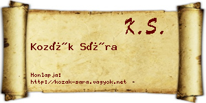 Kozák Sára névjegykártya