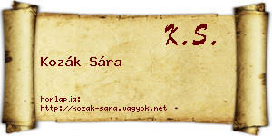 Kozák Sára névjegykártya